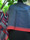 Denim Blue & Red Kala Cotton Stole