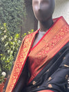 Ahilya Black & Red Cotton Chanderi Saree