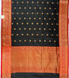 Ahilya Black & Red Cotton Chanderi Saree