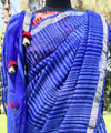 Spunky Diva Blue Organza Cotton Chanderi Saree