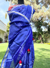 Spunky Diva Blue Organza Cotton Chanderi Saree