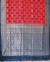 Red & Blue Chinya Silk Sari