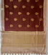 Zuri Brown & Peach Chinya Silk Sari