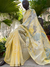 Nevada Yellow Hand Painted Cotton Saree