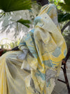 Nevada Yellow Hand Painted Cotton Saree