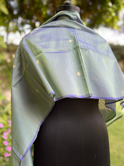 Bellflower Peacock Blue Crepe Silk Dupatta
