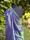 Bellflower Peacock Blue Crepe Silk Dupatta