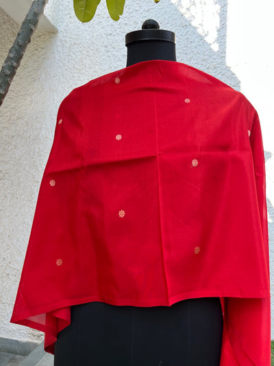 Alpana Red Booti Silk Dupatta