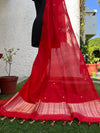 Alpana Red Booti Silk Dupatta