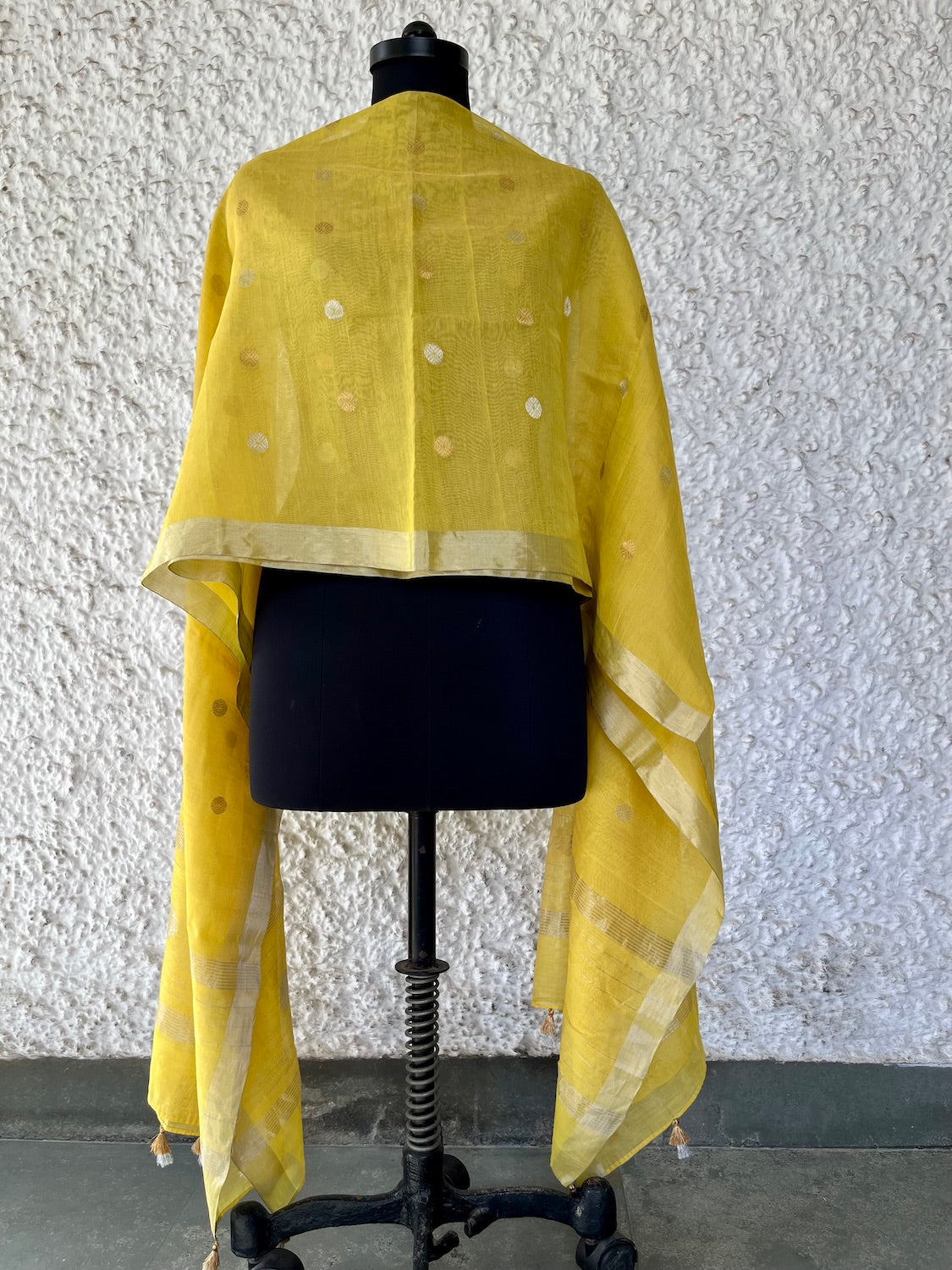 Yellow Cotton Tissue Chanderi Dupatta