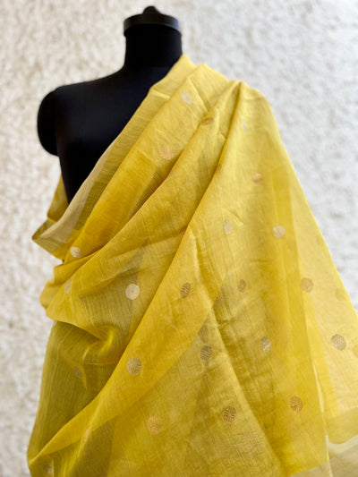 Yellow Cotton Tissue Chanderi Dupatta