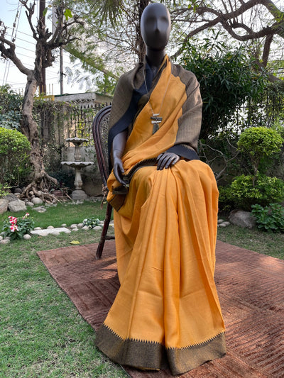 Raahgiri Mustard Yellow Eri Silk Saree
