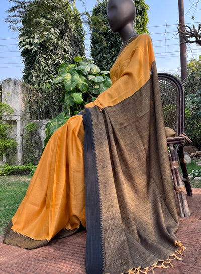 Raahgiri Mustard Yellow Eri Silk Saree