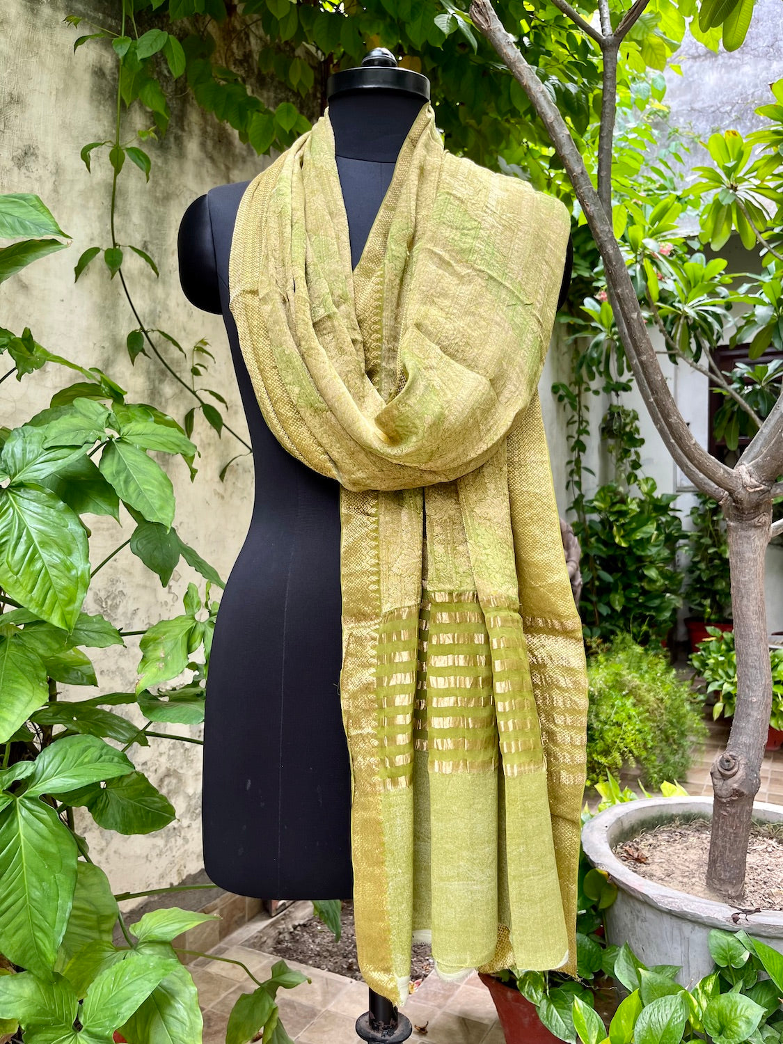 Green Georgette Brocade Dupatta