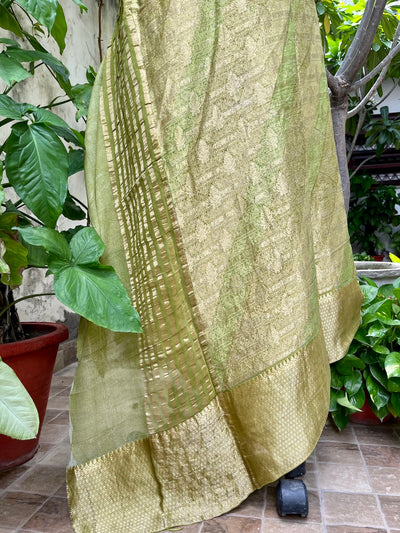Green Georgette Brocade Dupatta