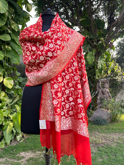 Sicily Red Chiffon Georgette Dupatta