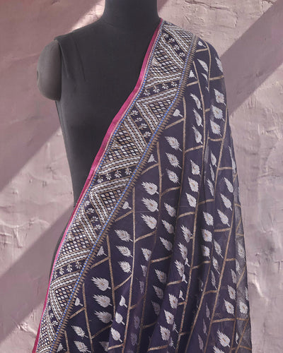 Madhavi Nilambari Blue Cotton Jamdani Saree