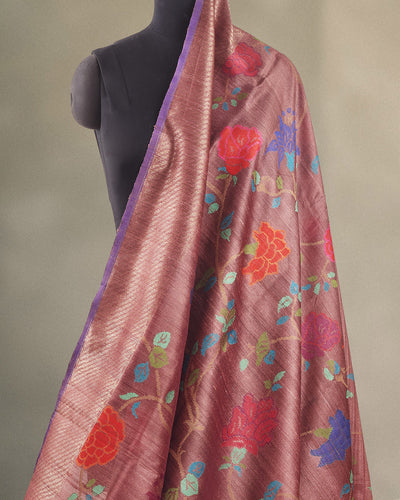 Chahar Bagh Brown Tussar silk Jamdani Saree