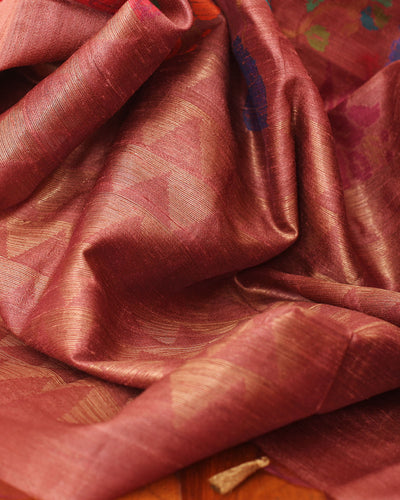 Chahar Bagh Brown Tussar silk Jamdani Saree