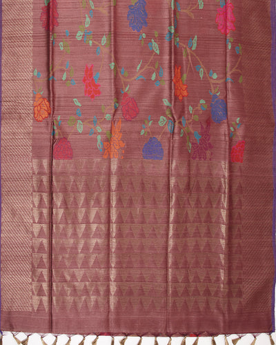 Chahar Bagh Brown Tussar silk Jamdani Saree