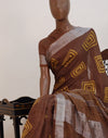 Love Tie & Dye Brown & Yellow Linen Saree