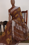 Love Tie & Dye Brown & Yellow Linen Saree