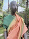 Indian Summer Peach & Green Kaduwa Linen Saree