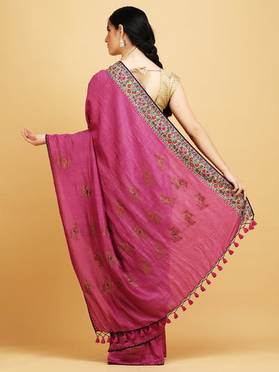 Magenta Kashmiri Matka Georgette Saree