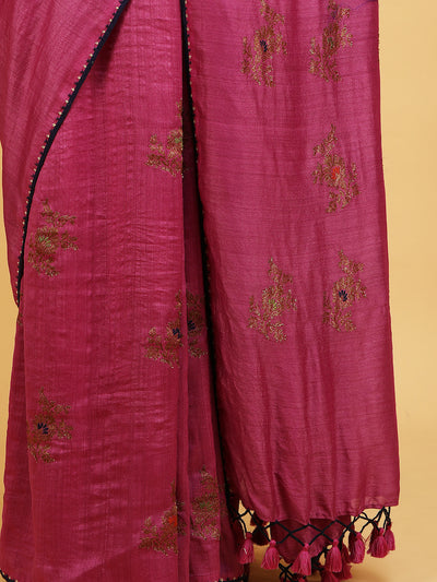 Magenta Kashmiri Matka Georgette Saree