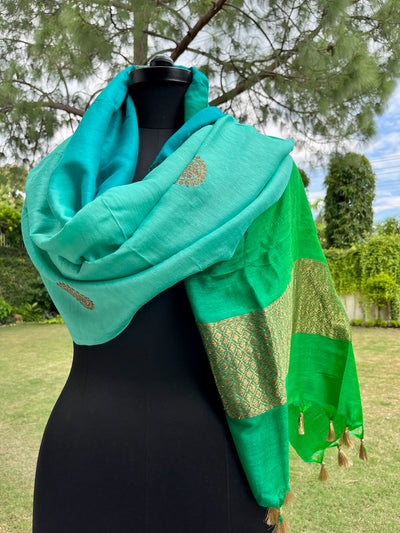 Oceana Blue Green Matka Georgette Dupatta