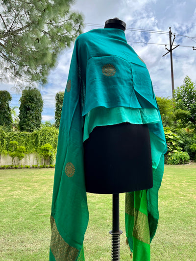 Oceana Blue Green Matka Georgette Dupatta