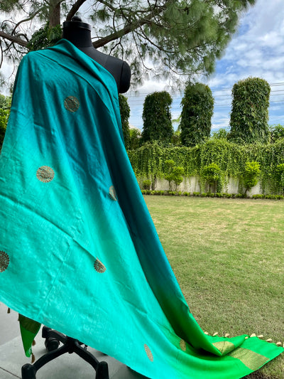 Oceana Blue Green Matka Georgette Dupatta