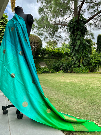 Oceana Blue Green Matka Georgette Dupatta