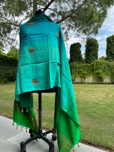 Oceana Blue Green Matka Georgette Dupatta