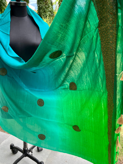 Oceana Blue Green Matka Georgette Dupatta