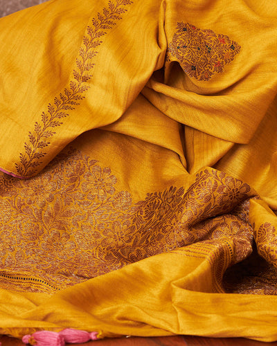 Wildflower Yellow Matka silk georgette Saree