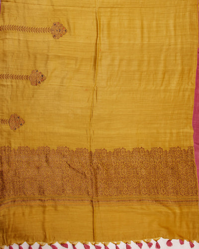 Wildflower Yellow Matka silk georgette Saree