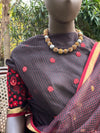 Secret Rendezvous Black Checks Chanderi Saree