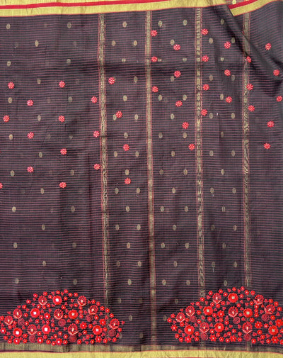 Secret Rendezvous Black Checks Chanderi Saree