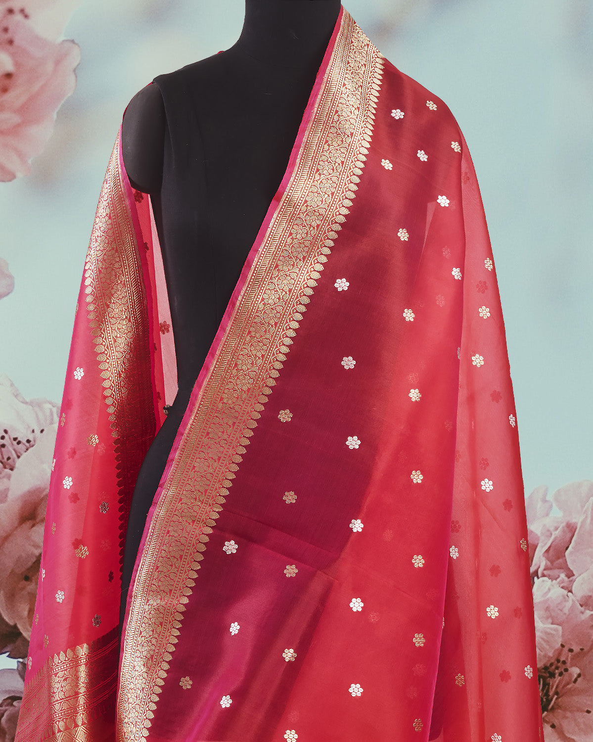 Watermelon Blast Organza Saree