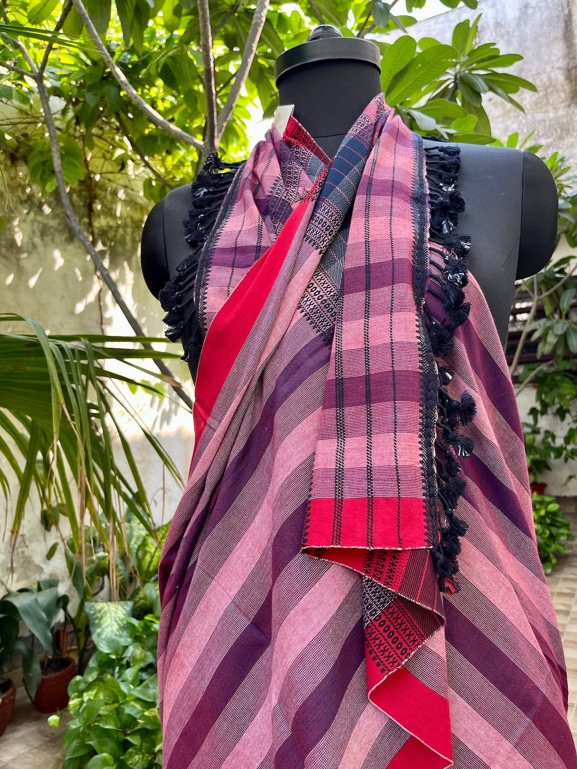 Pink & Red Kala Cotton Stole
