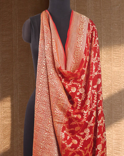 Sindoora Red Khaddi Georgette Sari