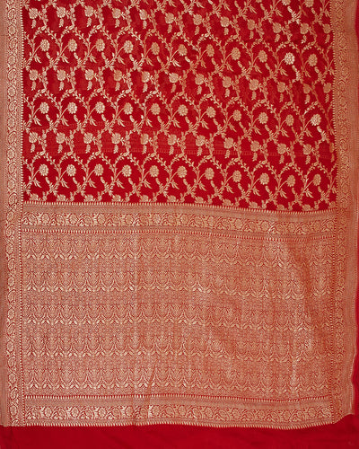 Sindoora Red Khaddi Georgette Sari