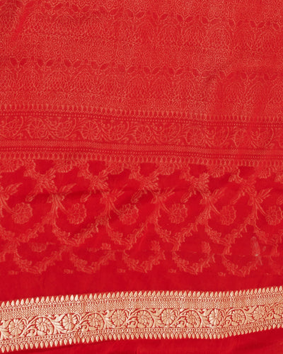 Sindoora Red Khaddi Georgette Sari