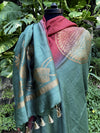 Burgundy and Green Matka Georgette Dupatta