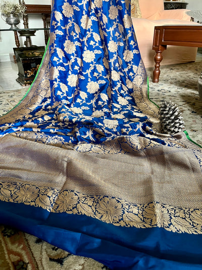 Haveli Royal Blue Jangla Silk Dupatta