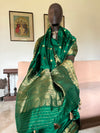 Vindhyavasini Green Chanderi Silk Sari