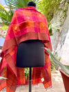 Gangaur Orange & Pink Checks Silk Dupatta