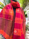 Gangaur Orange & Pink Checks Silk Dupatta