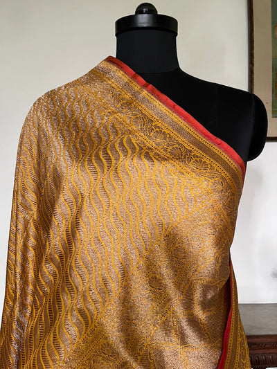 Mohini Gold Yellow Katan Silk Brocade Dupatta